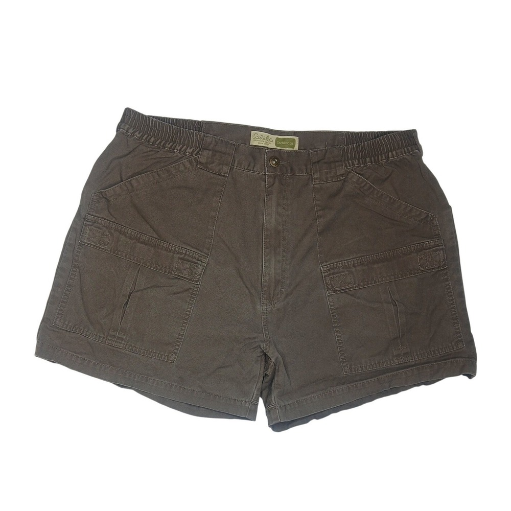 Cabelas Cargo Shorts Men 40 Brown Elastic Waist Cotton Canvas Outdoor Utility